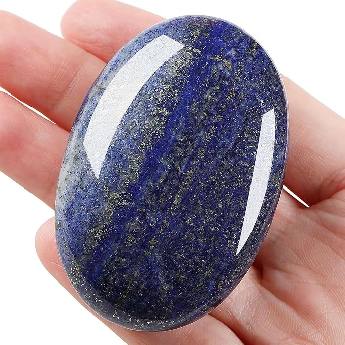 LAIDANLA Lapis Lazuli 2.4" Large Palm Stone Healing Crystals Natural Gemstones Calming Effects Energy Balancing Reiki Polished Worry Stone Cleansing Protection Anxiety Stress Relief Therapy 1PC