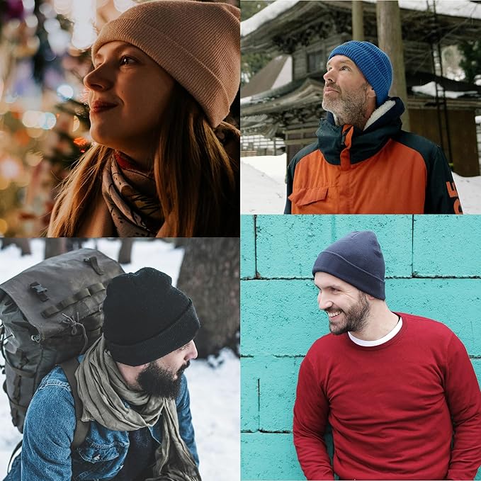 PFFY Unisex Beanie Hats for Men Women Knit Winter Beanies