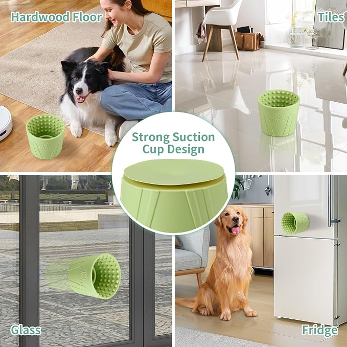 Dog Lick Bowl, Bestalk Anxiety Relief Slow Feeder Dog Lick Mat Treat Dispenser, Non-Slip Dog Licking Bowl Dog Enrichment Toys for Small Medium and Large Breed Dogs, BPA Free Silicone(Green,M-L)