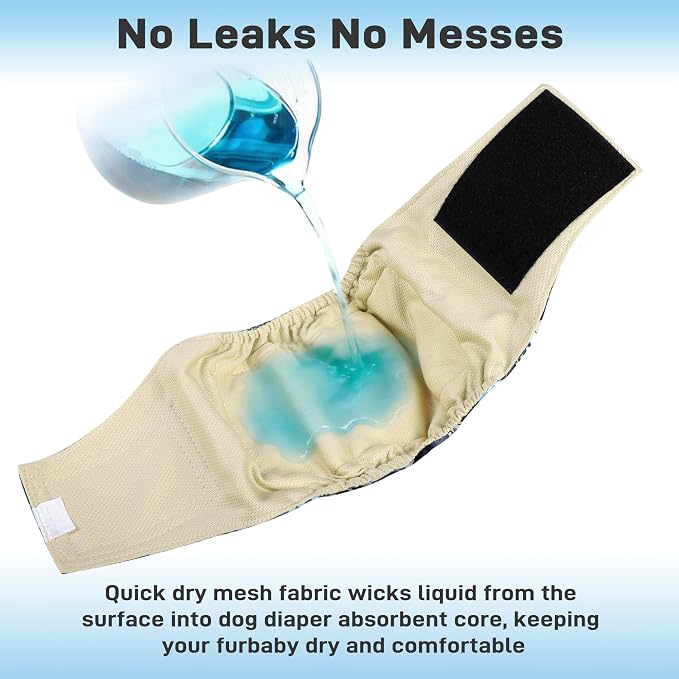Langsprit Small Male Dog Diapers for Doggie Puppy,Reusable Belly Bands for Male Dogs Wraps,Washable Doggy Dog Diapers Medium Large in Incontinence 5 Pack (Vibrant Leaves, Small)