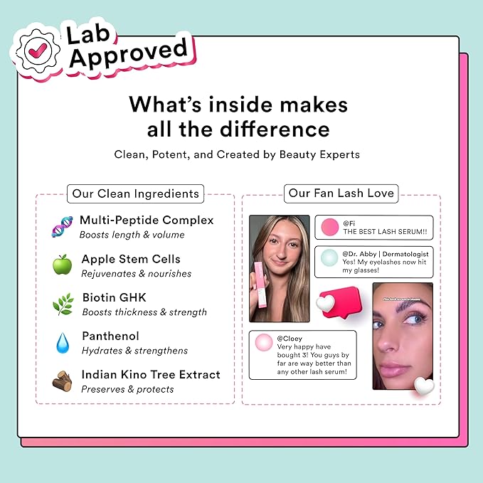 nuorganic Cosmic Lash Serum Without Prostaglandins | Eyelash Growth Serum for Thicker, Longer, More Defined Lashes | 4-Month Supply XL Size | Made in USA | cGMPA Certified Lab | 8ml