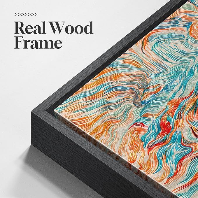 Extra Large Framed Colorful Abstract Wall Art for Living Room, Oversized Square Modern Canvas Prints Paintings, Minimalist Multicolor Big Pictures for Bedroom Dining Hallway Office Wall Decor 40x40 In