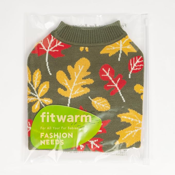 Fitwarm Maple Dog Sweater, Thermal Dog Winter Clothes for Small Dogs Boy Girl, Fall Pet Outfit, Red, Yellow, White, Olive Green, XL