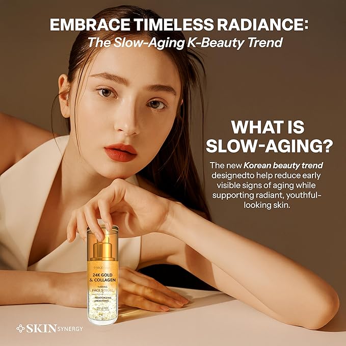 Face Serum with 24K Gold & Collagen – Hydrating, Firming & Radiance Boosting Formula – Dermatologist Tested, Anti-Aging, Korean Skin Care – Clean Beauty, Vegan, Cruelty Free – 1.69 Fl Oz