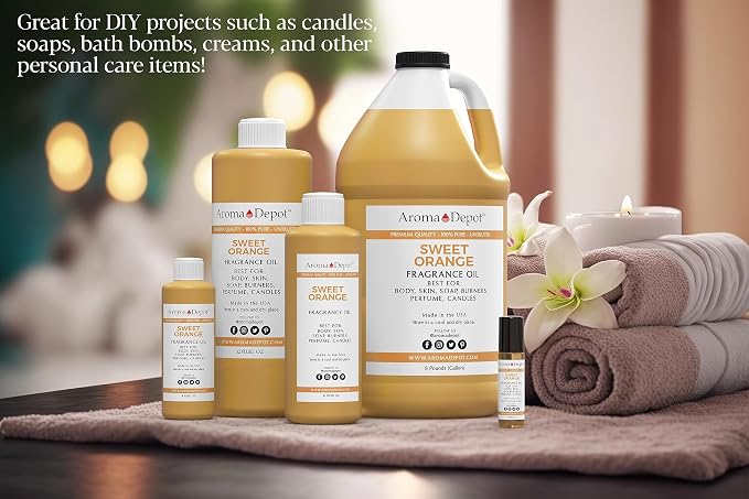 Sweet Orange Fragrance Oil 30 ml Perfume Skin Oil, Scented Oil, is Great for Candles, Bath Bombs, Body Butters, Creams & Lotions. Few Drops in The Diffuser, Burners, or Warmers.