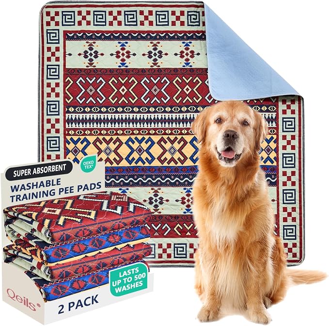 Washable Pee Pads, Super Absorbent Puppy Pads, 2 Pack 18"x24" | Reusable Dog Training Pads, Leakproof With Waterproof Non-Slip Backing For Crates, Floors, Indoor Potty & Furniture