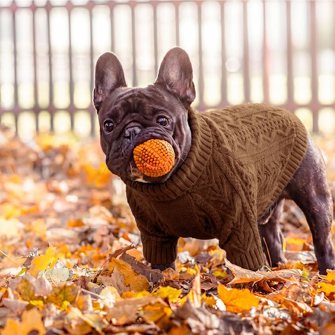 Lelepet Dog Sweater for Large Dogs,Turtleneck Cable Knit Fall Sweatshirt L | Knitted Large Dog Sweater with Sleeves,Stretchy Warm Pet Winter Outfit,Pullover Cozy Pet Sweater for Cold Weather (XS-3XL)