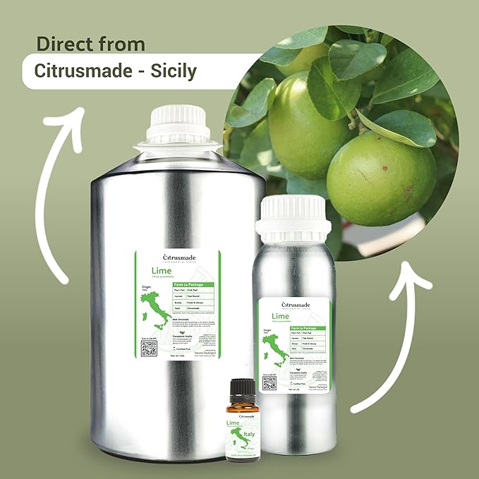 Lime Essential Oil - Direct from Citrusmade in Sicily- Pure Essential Oils for Diffusers and Aromatherapy in The Mediterranean - 100% Pure Therapeutic Grade (2LBS)