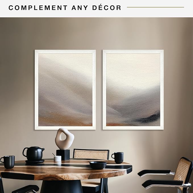 MCS Studio Gallery 18x24 Poster Frame White Woodgrain Engineered Wood, Vertical & Horizontal Wall Hanging Large Picture Frame for Photos, Posters & Art Prints (2-Pack)