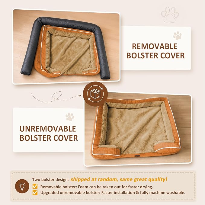 Comfort Expression Waterproof Orthopedic Dog Beds for Large Sized Dog | Supportive Egg Crate Foam Large Pet Bed with Removable Bolsters, Dog Couch with Washable Cover & Non-Slip Bottom, 38x25 Inch