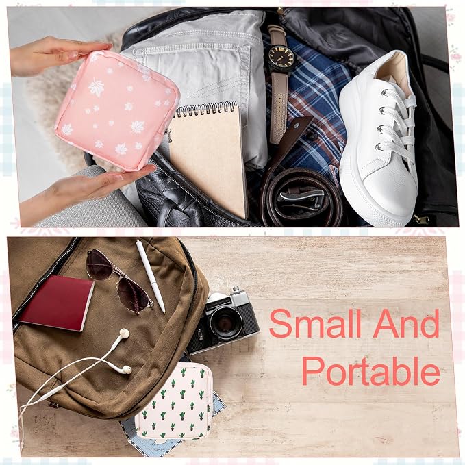 Sanitary Napkin Storage Bag, 4 Pcs Period Bag for Women Portable Period Pouch Small Discreet Menstrual Pad Bags Cute Feminine Pads Period-Kits Menstrual Cup Pouches Tampon Holder for Purse