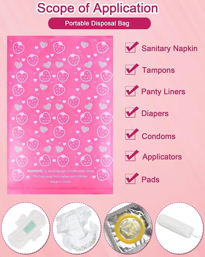 150 Pcs Sanitary Napkin Disposal Bags, ArtCute Mini Disposable Sanitary Bag Personal Care Tampons Disposal Trash Bag for Sanitary Women Privacy Handling Disposable Diaper Bags