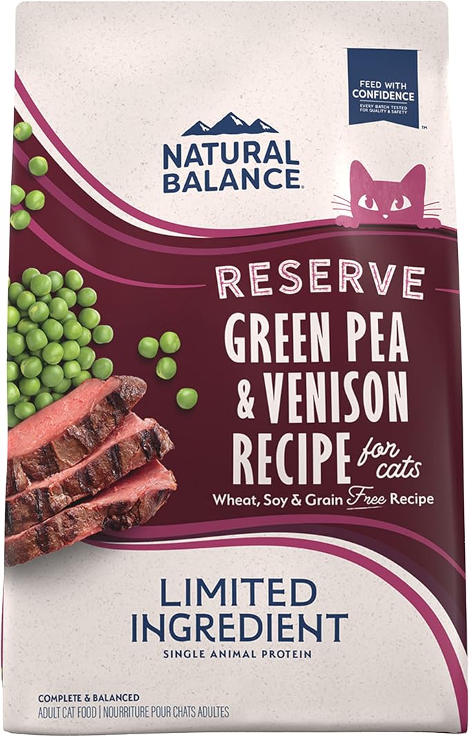 Natural Balance Limited Ingredient Cat Food, Green Pea & Venison, 8 lb | Grain-Free, Soy-Free, and Corn-Free Dry Cat Food, Balanced Nutrition for Adult Cats, Single Animal Protein