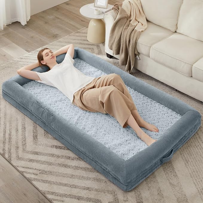 WNPETHOME Human Dog Bed Orthopedic for Adult & Dogs Comfy Sleeping | Washable Waterproof Dog Couch with Removable Cover, Large Pet Sofa Bed with Bolster Sides for Relaxing Grey 71x46 Inch