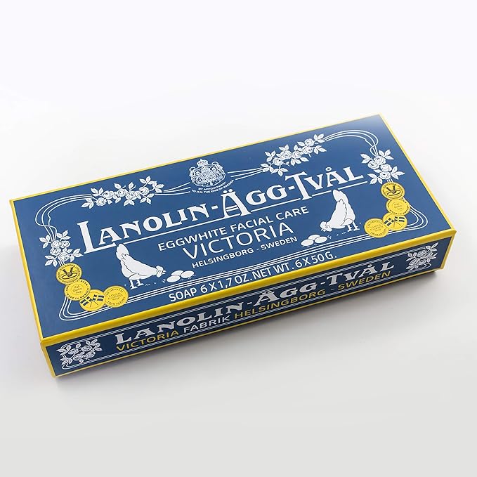 VICTORIA Lanolin Agg Tval Egg White Face Soap Bar for Women, Facial Care Cleanser, 6 x 1.7 Ounce