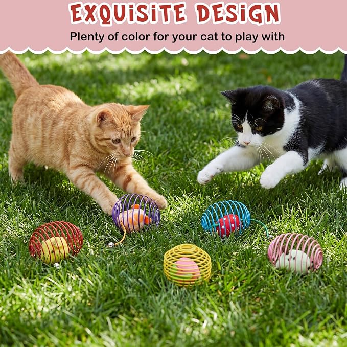 Jecery 5 Pcs Cat Toys Spring,Fruit Mouse,Multicolor