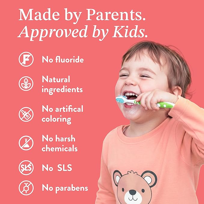 Mouthology Hydroxyapatite Kids Toothpaste Fluoride Free with Xylitol, Non Toxic Fluoride Free Toothpaste for Kids, All Ages (1-3), (3-6) & (6-12) Watermelon, 4oz