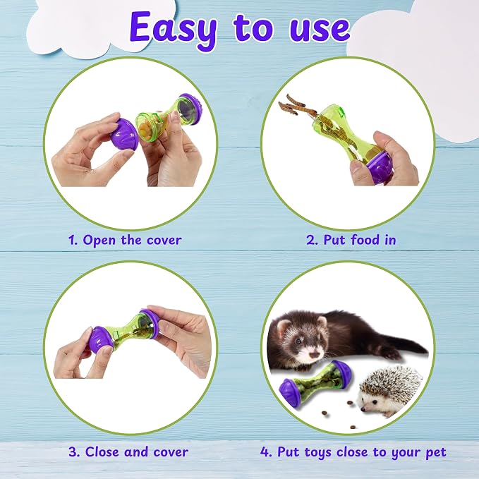 Ferret Treat Ball Interactive Toy Balls for Small Animal, Enrichment Toys Ferrets Dry Food Ball for Ferrets Guinea Pig Rat Chinchilla Hedgehog Bunny, Pet Ferret Accessories (L, Bone)