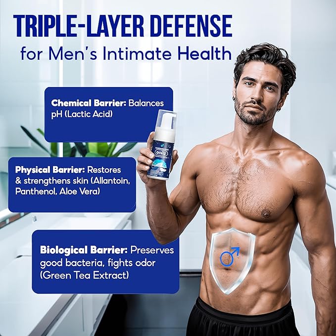 ONIIZ Masculine Foam Classical Intimate Wash for Men, Triple-Barrier Intimate Defense - Soothes, Deodorizes & pH Balanced - Natural Ingredients - Refreshing Cool Sensation 3.38 fl. oz