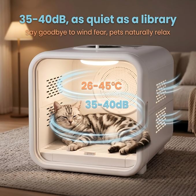 Pet Dryer Box Cat Dryer Small Dog, Petting Window Quiet Fast