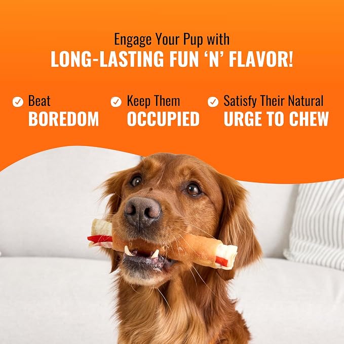 Good 'n' Fun Ribs Long-Lasting Dog Treat Made With Real Protein, 12 oz | Premium Chicken, Pork and Beef Hide Chew, Supports Dental Health and Mental Stimulation, For Adult Dogs
