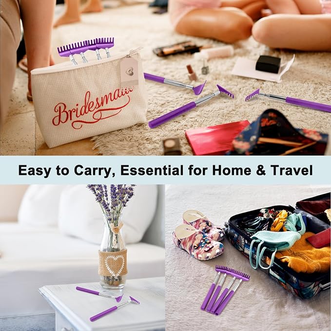 HOFASON 6 Pack Back Scratcher, Stocking Stuffers for Men Adults Women Teens, Christmas Small Bulk Gifts for Men Women Teens, White Elephant Gag Birthday Gifts, Party Favors Prizes for Adults (Purple)
