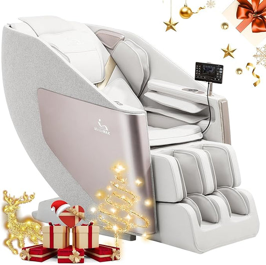 MassaMAX A305 Massage Chair Full Body, Zero Gravity, 53.15" SL-Track Shiatsu Massage Recliner Chair with Heat, Body Scan and Calfrest Extension, 15 Modes, Fully Assembled, Golden