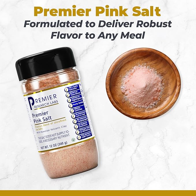 Premier Research Labs Pink Salt - Our Pink Sea Salt is a Hawaiian Red Alaea Sea Salt and Australian Salt Blend for Cooking, Baking with Minerals and Rich Taste - 12 oz