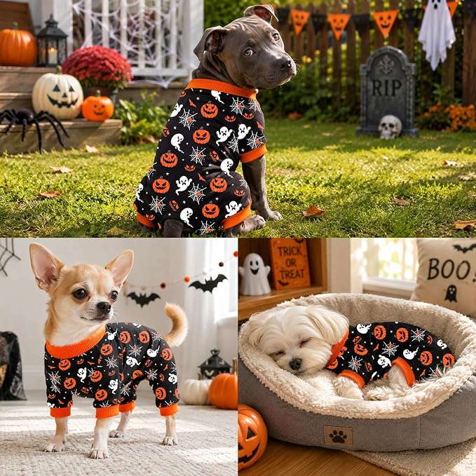 Dog Halloween Pajamas for Small Medium Dogs Halloween Pjs Pink Bow Dog Onesie Breathable Puppy Pj Pet Stretchy Soft Sleepwear for Spring Summer Costume-M