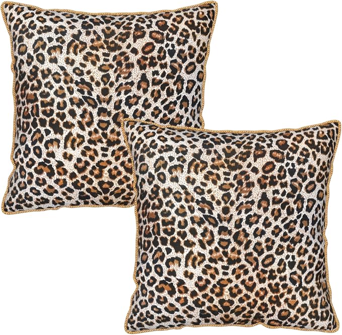 KSLIDS Leopard Print Faux Fur Soft Velvet Throw Pillow Covers Set of 2 Brown Black Cheetah Decorative Pillow Covers 18x18 Inch Animal Pillow Case for Sofa Couch Bedroom Farmhouse Home Decor