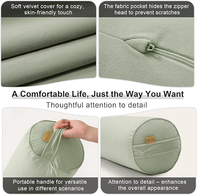 Body Pillow for Adults,Long Round Pillow,Big Cylindrical Pillow,Large Full Bolster Pillows for Side Sleepers (Celadon Green, 47.24"*7.87")