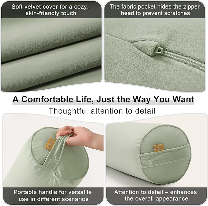 Body Pillow for Adults,Long Round Pillow,Big Cylindrical Pillow,Large Full Bolster Pillows for Side Sleepers (Celadon Green, 39.37"*7.87")