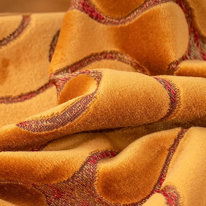 Orange Yellow Square Throw Pillow Cover Wavy Velvet Cushion Cover Modern Zippered Pillowcase for Sofa Couch Bedroom Living Room Chair, 20 x 20 Inch