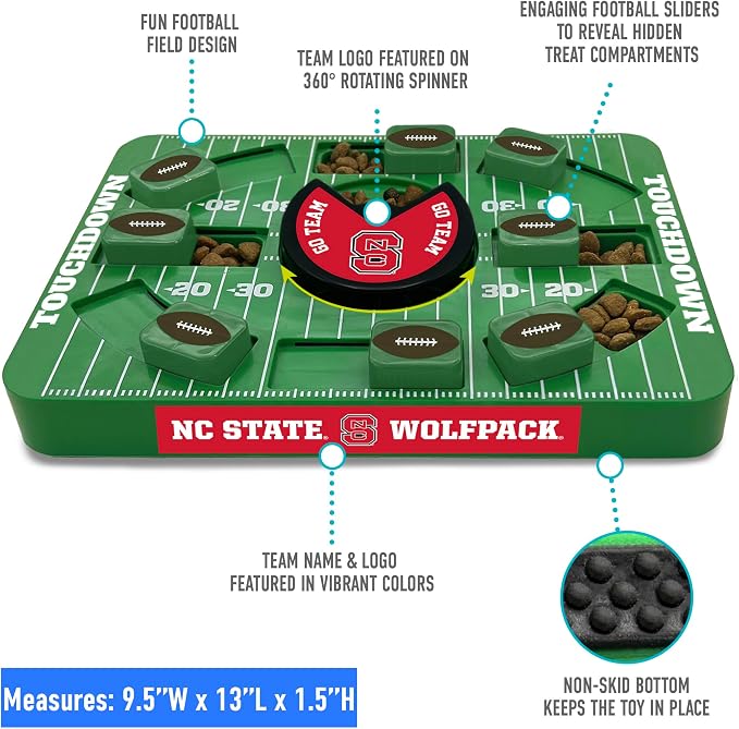 Pets First NCAA NORTH CAROLINA STATE WOLFPACK LARGE PUZZLE TOY, Dog Puzzle Treat Toy, New Large Size, Interactive Dog Treat Toy, Dog Slow Feeding Toy