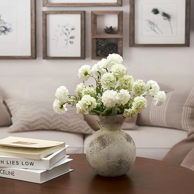 7" Ceramic Vase for Home Decor, Decorative Terracotta Farmhouse Rustic Vases for Living Room Kitchen Bedroom Bathroom Entryway Mantel Table, Pottery Vases for Pampas Grass Dried Fresh Flowers