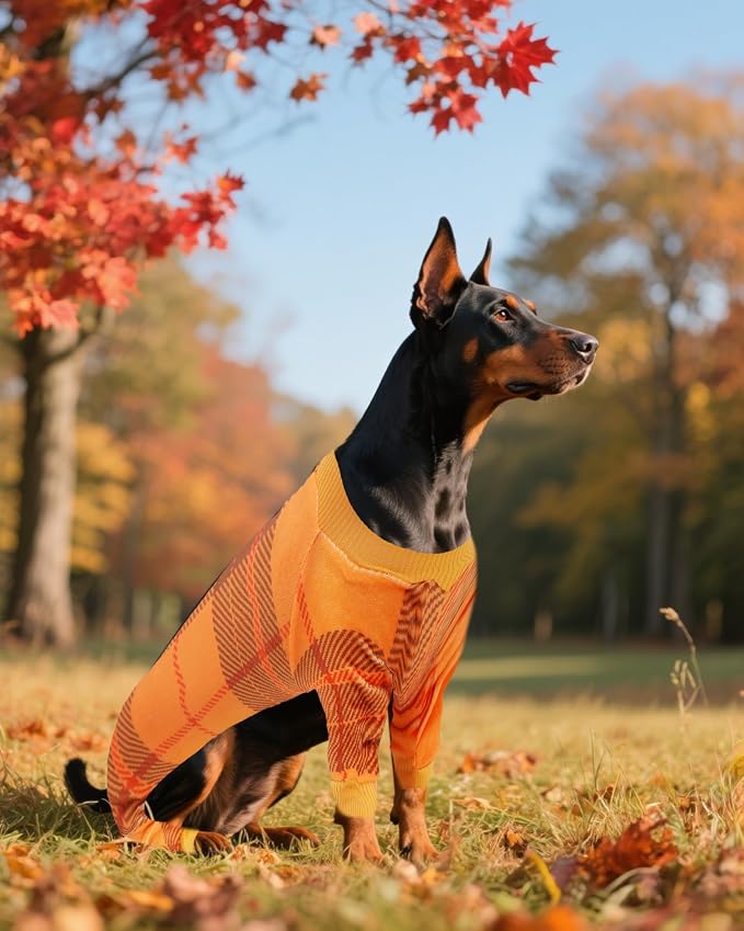 PET SHOW 4 Pack Plaid Fleece Dog Pajamas Warm for Extra Large Dogs | Soft stretchy dogs onesies,boy girl pjs with sleeve,holiday jumpsuit costume for large pets,XXL