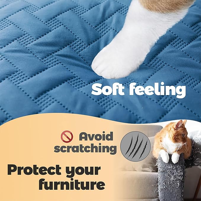 gogobunny 100% Double Sided Waterproof Dog Blanket Soft Pet Bed Cover Reversible Protect Furniture Couch Sofa Car for Puppy Cat Kids (Dark Blue/Light Blue, 82x82 Inch (Pack of 1))