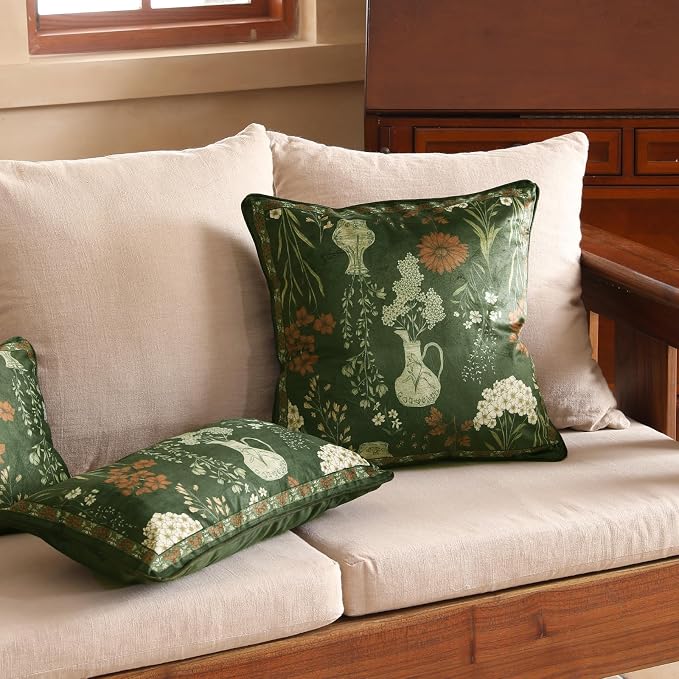 Designer Vintage Velvet Throw Pillow Cover,18"x18"-Nocturne | Pillow Cover,Concealed Zipper Design,Dragonfly Pattern,Sofas,Bedroom,Living Room,Lounge Chairs,All Season Home Decor
