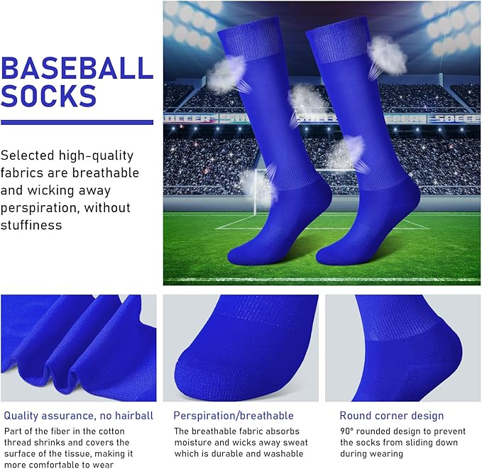 Zhanmai Baseball Belt and Socks Combo Adjustable Softball Socks and Elastic Waist Belt for Youth Boys Girls, Adult