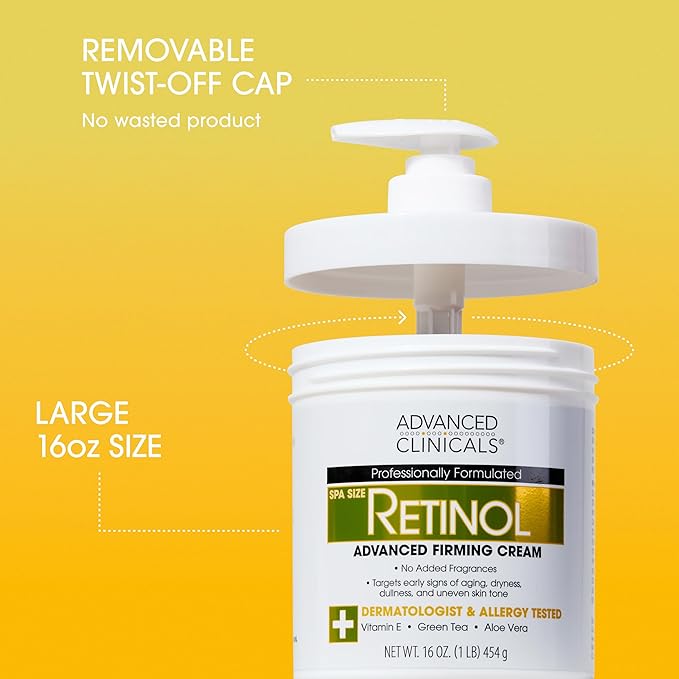Advanced Clinicals Retinol Body Cream + Encapsulated Retinol Face Moisturizer 2pc Skincare Set For Women & Men To Reduce Appearance Of Wrinkles + Fine Lines & The Look Of Crepey Skin, 2pc Set