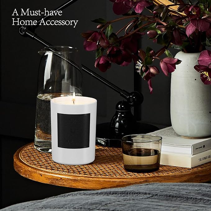 Scented Aromatherapy Candle Lavender Essential Oil All Natural Soy Wax Leather & Tobac Highly Scented Candles for Home Christmas Gifts for Men Anniversary for Him Office Decor Gift Ideas 8.8oz 50hrs