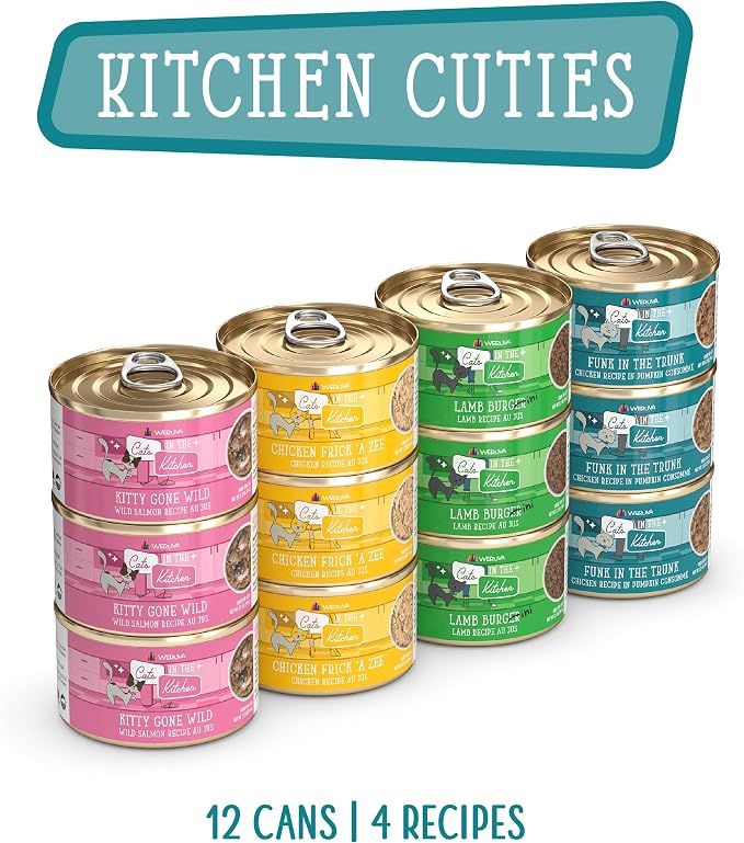 Weruva Cats in the Kitchen, Kitchen Cuties Variety Pack, Wet Cat Food, 3.2oz Can (Pack of 12)