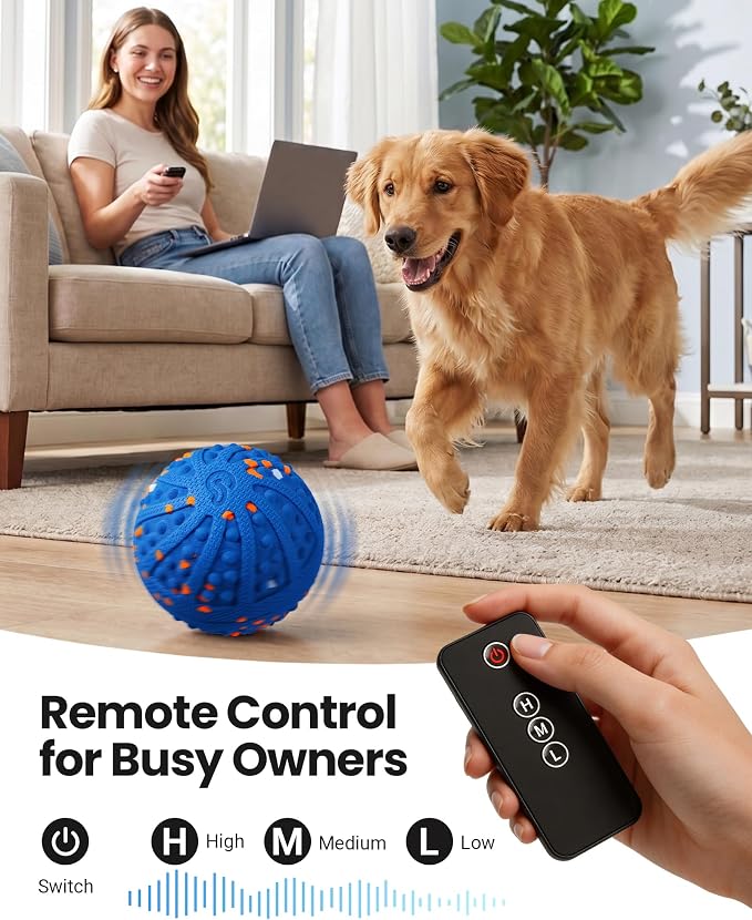 Interactive Dog Toys with Teeth-cleaning Texture, Remote Control, 3 Modes