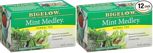 Bigelow Tea Mint Medley Herbal Tea, Caffeine Free Mint Tea with Spearmint and Peppermint, 20 Count Box (Pack of 12), 120 Total Tea Bags