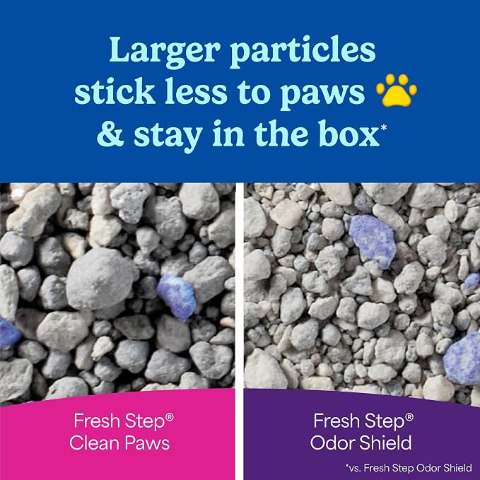 Fresh Step Advanced Clean Paws Multi Cat Clumping Cat Litter, 18.5 lb, 2 Pk | Low Tracking Granules for Less Mess, Scented with Febreze Freshness, Low Dust, Compatible with Most Auto Litter Boxes