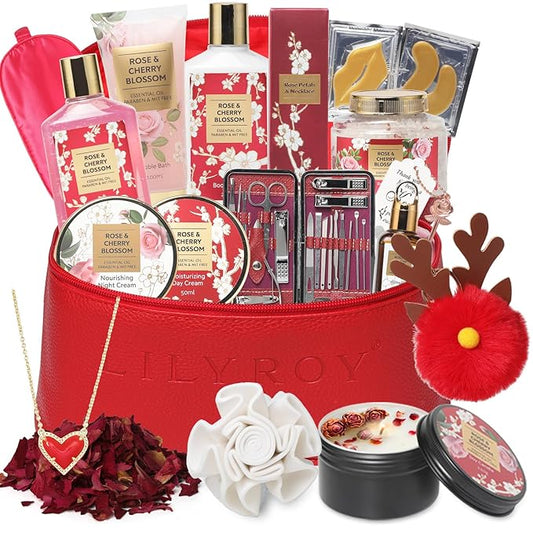 36Pcs Mothers Day Gifts for Mom - Rose Bath and Body Gift Set, Spa Gift Set for Women, Beauty Care Kit | Gift for Women Christmas, Birthday, Valentines Day Gifts for Her Wife Perfect for Travel