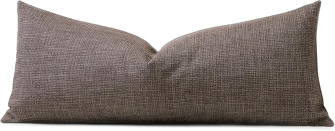 OTOSTAR Linen Throw Pillow Cover Set of 1 Decorative Long Lumbar Pillowcase Rectangle Cushion Cover 14x36 Inch for Home Decor Sofa Bedroom Car 35 x 90CM Dark Brown