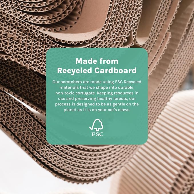 Kitty City Corrugate Cat Scratcher Lounger with Catnip - Cardboard Cat Scratcher Bed, Horizontal Kitty Couch Scratch Pad, Durable Play for Indoor Cats & Kittens - Gray, 34" x 10.5"