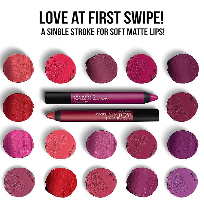 Colorbar Matte Me As I Am Lipcolor - Matte Lipstick - Enriched with Cornstarch, Rice Starch, and Silica - Waterproof Proof - 005 Outrage - 0.09 oz