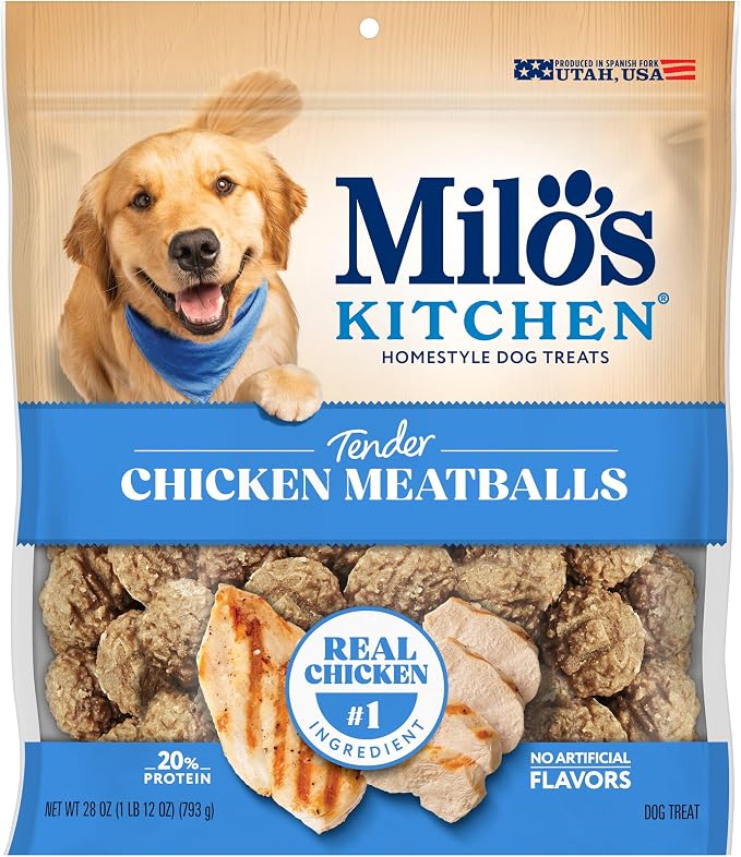 Milo's Kitchen Chicken Meatballs Dog Treats, 28 Oz. Bag (Pack of 4)